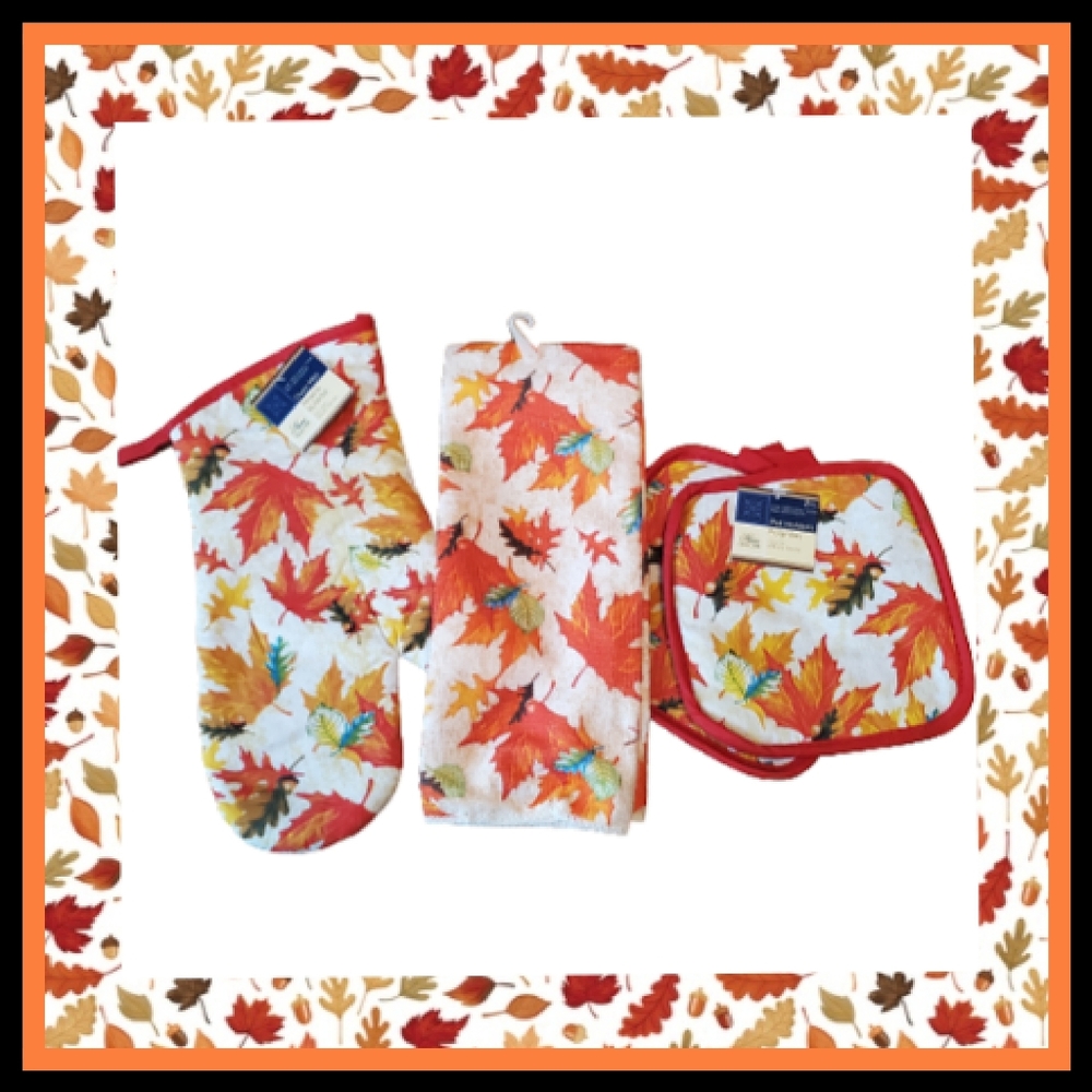 SIX [6] PIECE SET ☆ FALL LEAVES ☆ KITCHEN LINENS